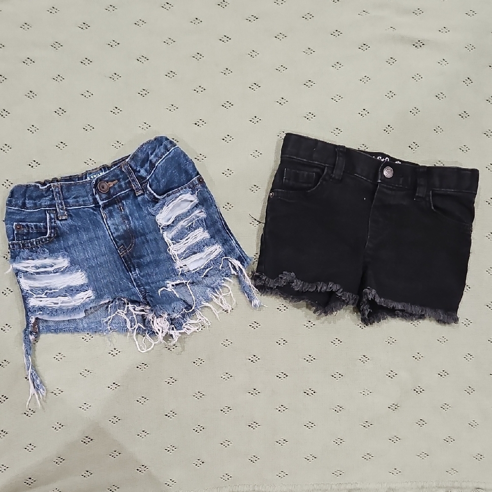 4T Custom Distressed Denim and Black Shorts Set